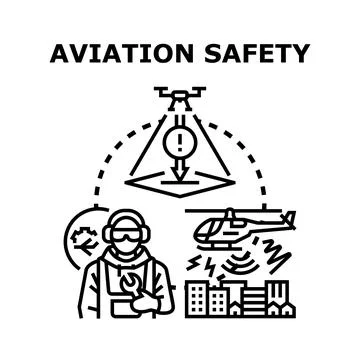 Aviation safety system ensuring flight security protection Illustrazione stock