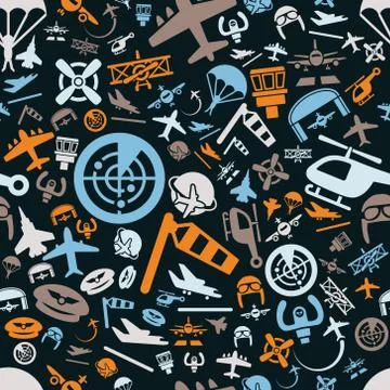Aviation seamless pattern Stock Illustration