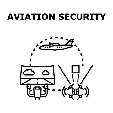 Aviation security protecting airspace using advanced technology concept Stock Illustration