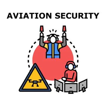 Aviation security system ensuring safe airport operations Stock Illustration