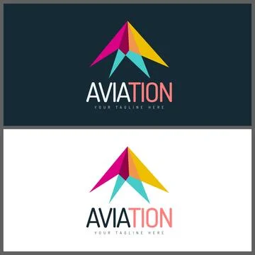 Aviation shapes triangle plane flight logo set design template Stock Illustration