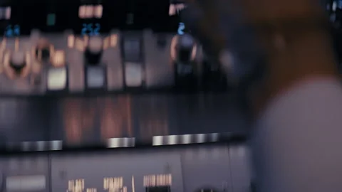 Aviation Startup Sequence with Pilot Hand on Power Controls Stock-Footage 326178901