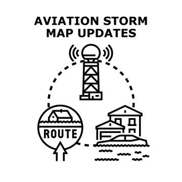Aviation storm map updates managing weather risks Stock Illustration