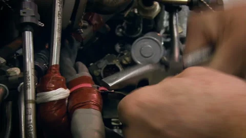 Aviation structure. Working combination cutting pliers breaks off metal parts up Stock Footage 105824483