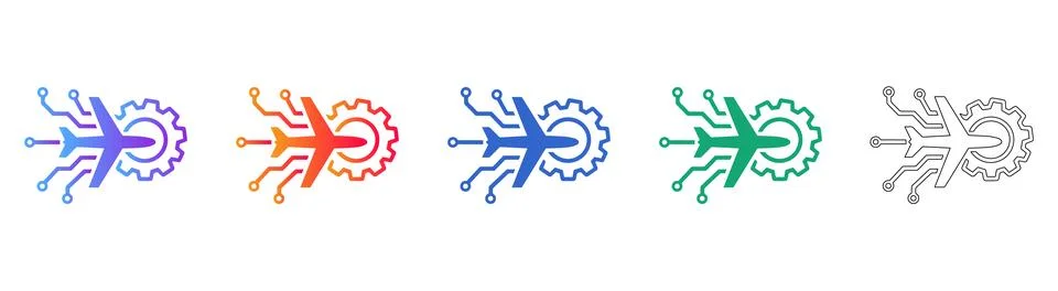 Aviation Technology Engineering Icons Stock Illustration