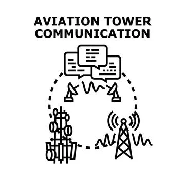 Aviation tower communication system transmitting information concept Stock Illustration