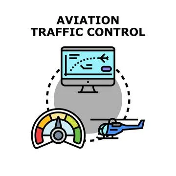 Aviation traffic control managing air traffic safely Stock Illustration