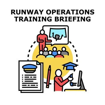 Aviation training briefing for runway operations and career development Stock Illustration