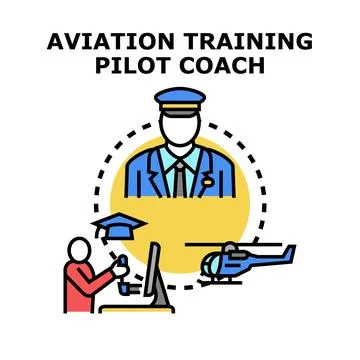 Aviation training concept with pilot coaching future career Stock Illustration
