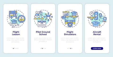 Aviation training onboarding mobile app screen Stock Illustration