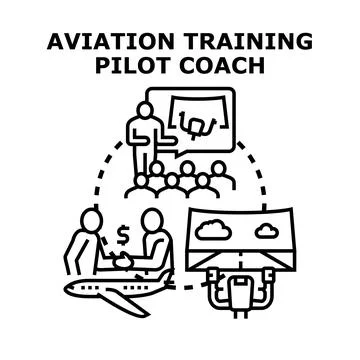 Aviation training program developing pilot skills Stock Illustration