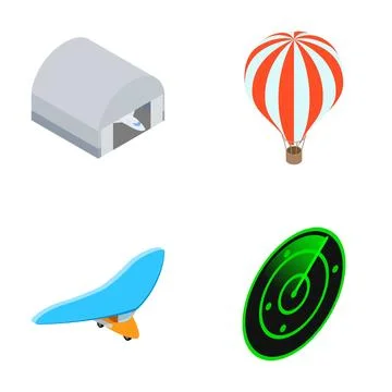 Aviation transport and flight control isometric icons set イラスト素材