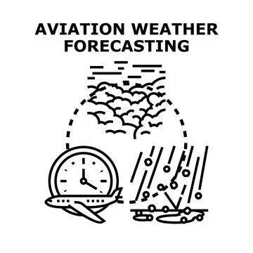 Aviation weather forecasting for flight safety concept Stock Illustration