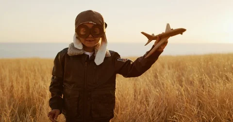 Aviator kid ready for takeoff Stock Footage 101397838