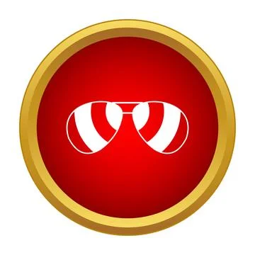 Aviator sunglasses icon in red circle with gold border 스톡 일러스트