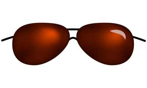 Aviator sunglasses vector illustration with brown tinted lenses and realist.. Stock Illustration