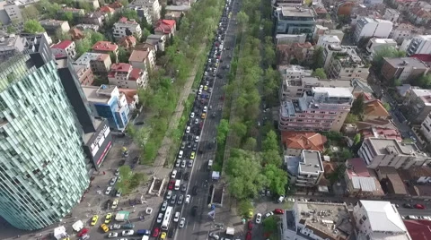 Aviatorilor Traffic jam overview Video stock 63087733