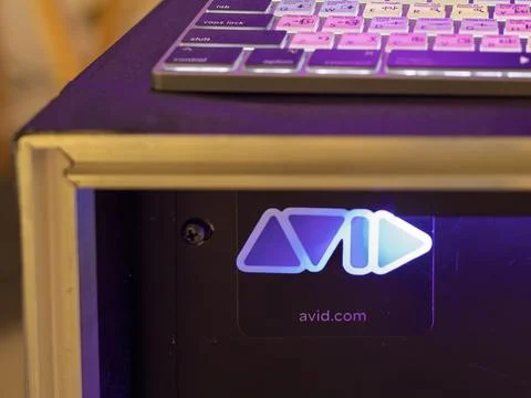 Avid Technology Logo and Keyboard for Audio Production Stock Photos