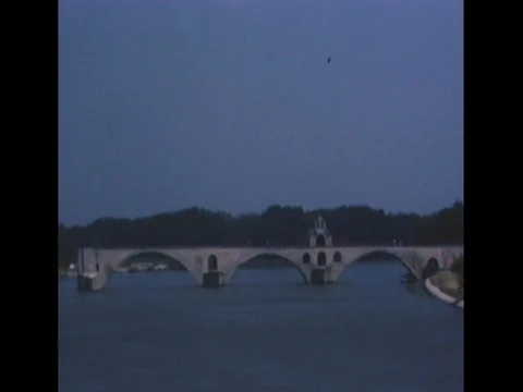 Avignon bridge/ Le pont d'Avignon, France, 1978 Stock Footage 76582815