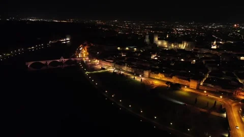 Avignon by night drone view Video stock 304135092