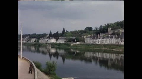 Avignon on the Rhone River 1957 Stock Footage 48188811