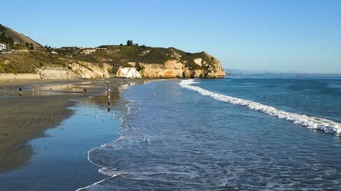 Avila Beach cliffs at sunset.  San Luis Obispo County, beautiful Central Coast o Stock Footage 125843560