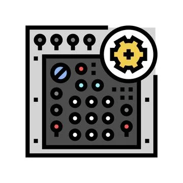 Avionics testing aircraft color icon vector illustration 库存插图