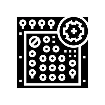 Avionics testing aircraft glyph icon vector illustration 库存插图