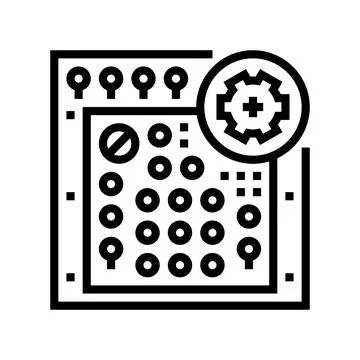 Avionics testing aircraft line icon vector illustration 库存插图