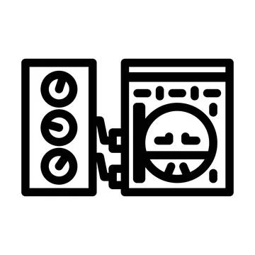 Avionics testing aircraft line icon vector illustration 库存插图