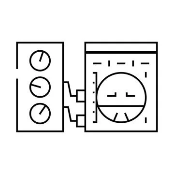 Avionics testing aircraft line icon vector illustration 库存插图