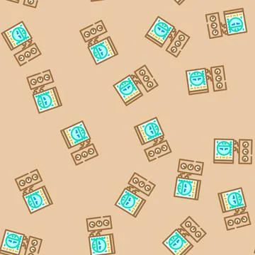 Avionics testing aircraft vector seamless pattern Stock Illustration