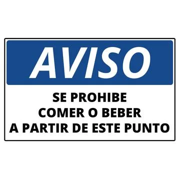 Aviso se prohibe comer o beber a partir de este punto sign 스톡 일러스트