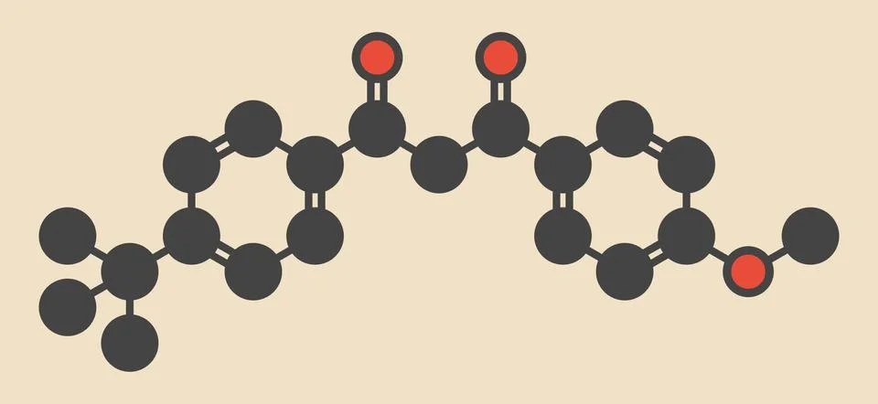 Avobenzone sunscreen molecule Stock Illustration