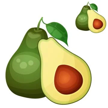 Avocado 2. Cartoon vector icon isolated on white background Stock Illustration