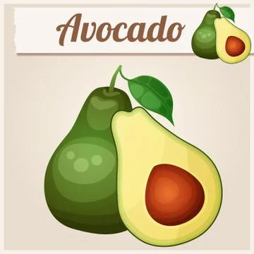 Avocado 2. Cartoon vector icon Stock Illustration