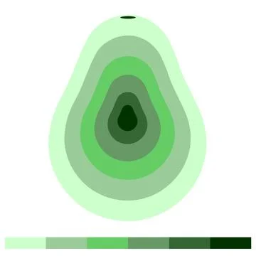 Avocado 6 pcs warm shades of color - Vector Stock Illustration