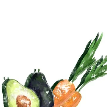 Avocado and carrots Stock Illustration