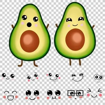 Avocado and cute face 스톡 일러스트