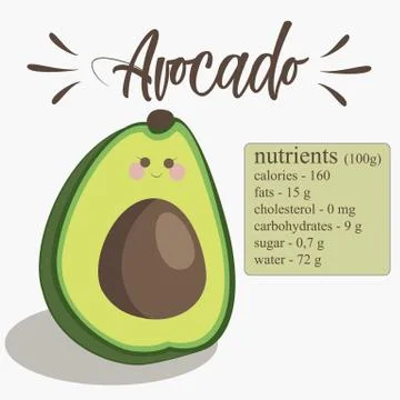 Avocado and its nutrients Stockillustratie