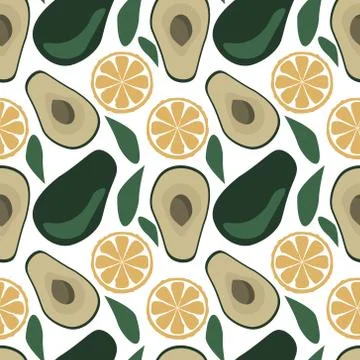 Avocado and lemons Stock Illustration