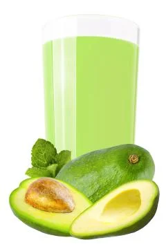 Avocado and mint juice on white Foto stock
