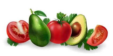 Avocado and tomato Stock Illustration