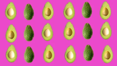 Avocado animation on pink background Stock-Footage 128659901