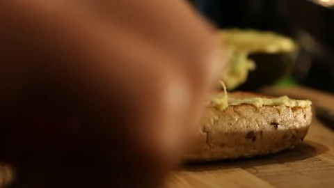 Avocado Bagel Hand Stock Footage 126665979
