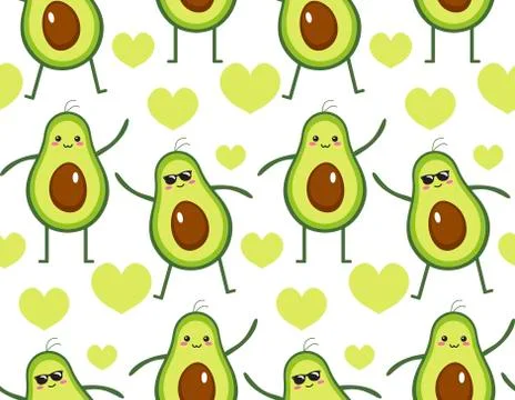 Avocado beauty seamless pattern. Vector illustration color seamless pattern Stock Illustration