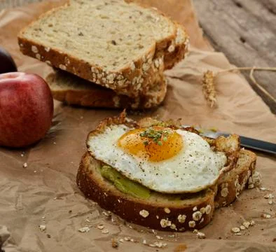 Avocado breakfast sandwich Stock Photos