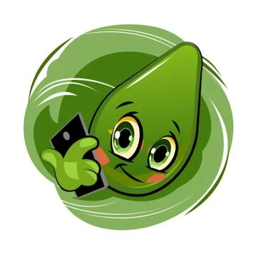 Avocado cartoon. Comical face. Vector illustration. Fruit with eyes. Stock Illustration