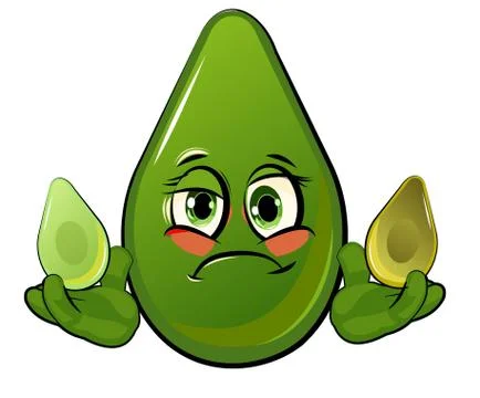 Avocado cartoon. Comical face. Vector illustration. Fruit with eyes. Stock Illustration