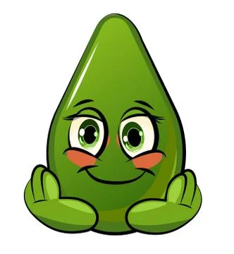 Avocado cartoon. Comical face. Vector illustration. Fruit with eyes. Stock Illustration
